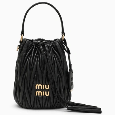 Miu Miu Drawstring Bucket Bag In Black