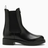 Prada Brushed Leather Ankle Boots In Black