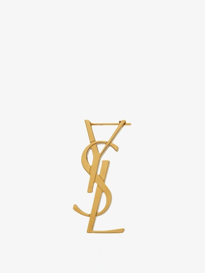 Saint Laurent Monogram Brooch In Gold