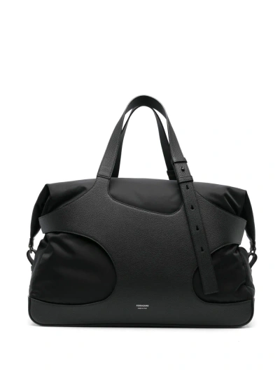 Ferragamo Cut-out Leather Holdall In Black