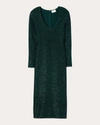 St John Sequin Knit V-neck Dress In Green