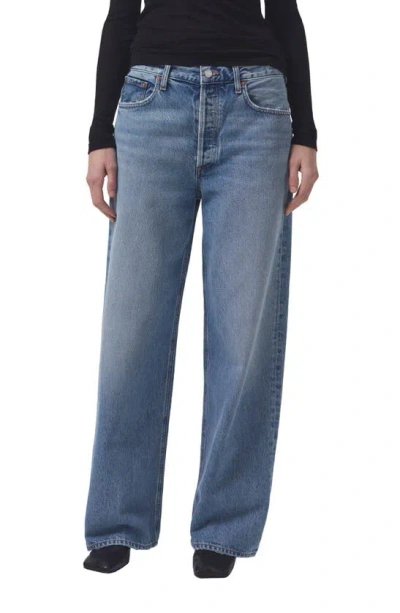 Agolde Low Slung Baggy Wide-leg Organic-blend Jeans In Blue