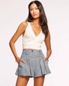 Ramy Brook Billie Pleated Striped Shorts In Indigo Stripe