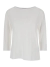ALLUDE WHITE SHIRT WITH BOART NECKLINE IN LINEN WOMAN