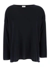 ALLUDE BLUE PULLOVER WITH BOART NECKLINE IN WOOL WOMAN