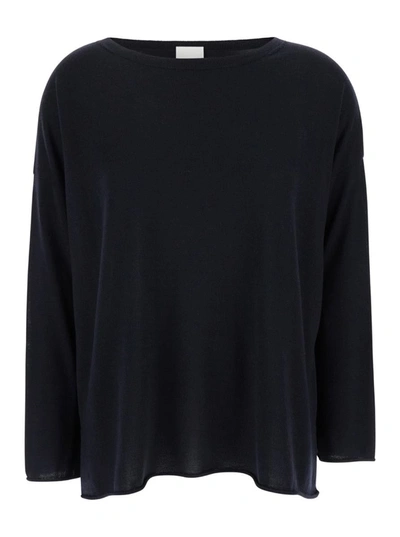 Allude Black Pullover With Boart Neckline In Wool Woman