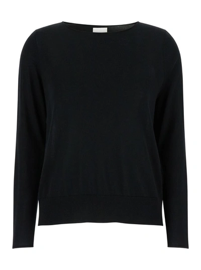 Allude Black Pullover With Boart Neckline In Wool Woman