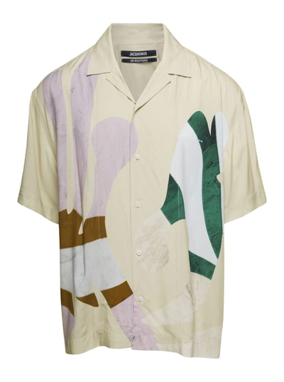 JACQUEMUS MULTICOLORED 'LA CHEMISE JEAN' SHIRT WITH ABSTRACT PRINT IN VISCOSE MAN