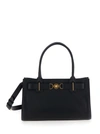 VERSACE 'MEDUSA 95' BLACK TOTE BAG WITH LOGO DETAIL IN SMOOTH LEATHER WOMAN
