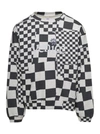 Erl Checked Crew-neck Sweatshirt With Rib Hem In White