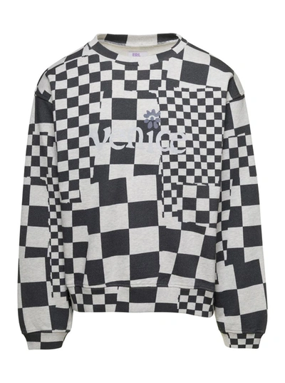 ERL BLACK AND WHITE CECKED SWEATSHIRT IN COTTON MAN