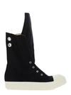 RICK OWENS DRKSHDW BLACK SNEAKERS WITH OVERSIZE TAB IN COTTON MAN