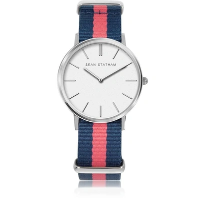 Gucci Designer Men's Watches Stainless Steel Unisex Quartz Watch W/blue And Pink Striped Canvas Band