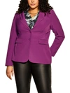 CITY CHIC PLUS BRITTANY WOMENS WOVEN LONG SLEEVES TWO-BUTTON BLAZER