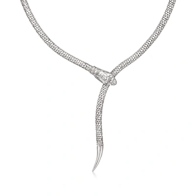 Ross-simons Italian Sterling Silver Adjustable Snake Necklace In Multi