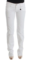 Costume National Cotton Slim Fit Blue Bootcut Women's Jeans In White