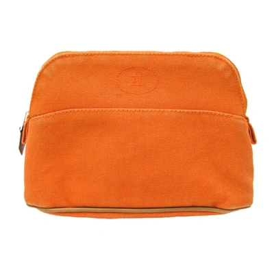 Hermes Bolide Canvas Clutch Bag () In Orange