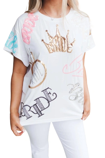 Queen Of Sparkles Bride All Over Tee In White