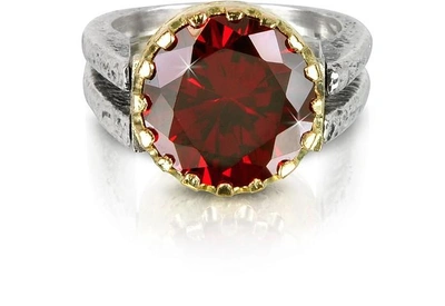 Gucci Designer Rings Red Cubic Zirconia Sterling Silver & Rose Gold Reversible Ring In Rouge