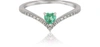 GUCCI DESIGNER RINGS V-SHAPED DIAMONDS BAND RING WITH ENCLOSED EMERALD HEART