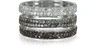 BERNARD DELETTREZ DESIGNER RINGS TRIPLE BAND 18K WHITE GOLD RING W/WHITE, GREY AND BLACK DIAMONDS