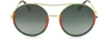 GUCCI SUNGLASSES GG0061S ACETATE AND GOLD METAL ROUND AVIATOR WOMEN'S SUNGLASSES