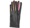 GUCCI DESIGNER WOMEN'S GLOVES ARLECCHINO BLACK LEATHER WOMEN'S GLOVES W/SILK LINING