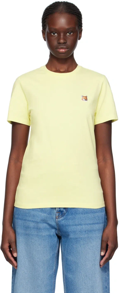 Maison Kitsuné Fox Head Patch T-shirt In Chalk Yellow