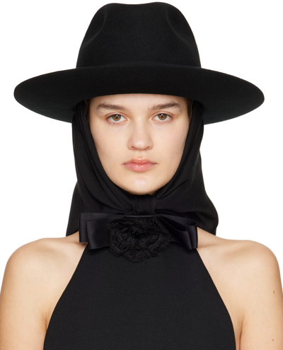 Dolce & Gabbana Black Wool Felt Fedora In N0000 Nero