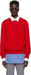 Vivienne Westwood Logo Embroidery Mohair Knit Sweater In Red