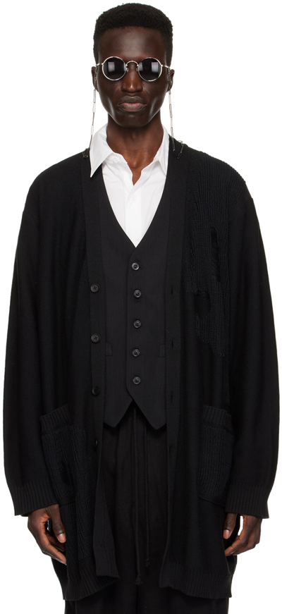 Yohji Yamamoto Black Distressed Cardigan In 2 Black