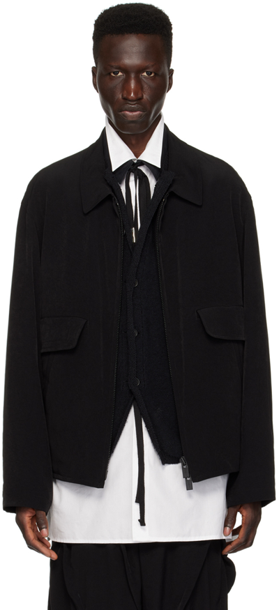 Yohji Yamamoto Black Zip Jacket In 1 Black