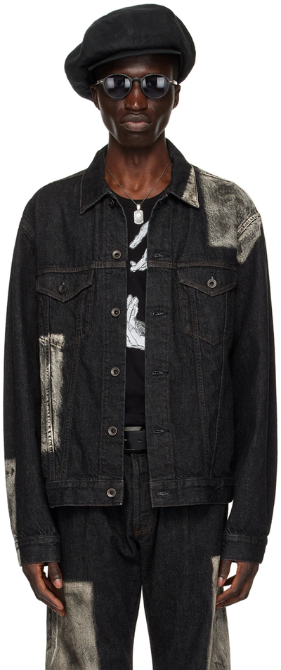 Yohji Yamamoto Black Faded Denim Jacket In 2