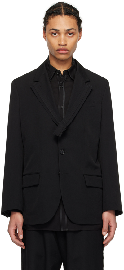 Ys For Men Black Notched Lapel Blazer In 2 Black