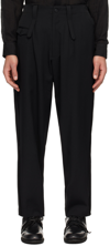 YS FOR MEN BLACK RAW EDGE TROUSERS