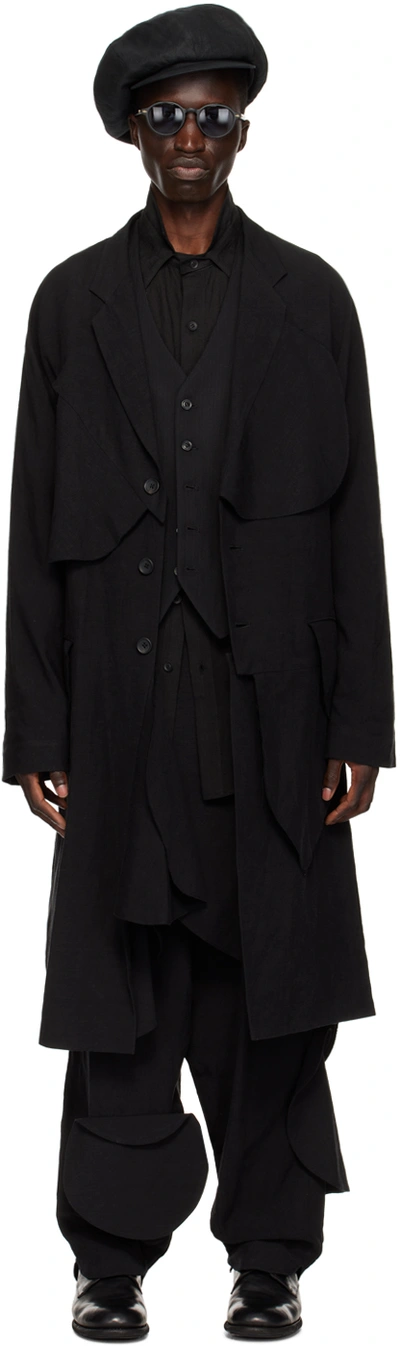 Yohji Yamamoto Black Paneled Coat In 1 Black