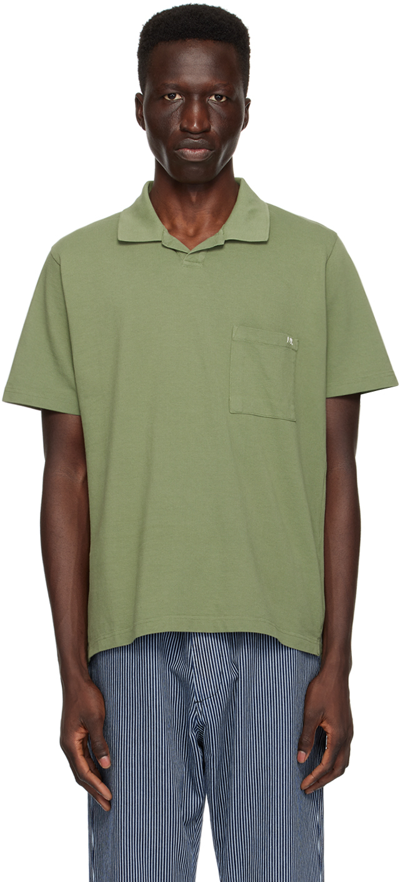 Universal Works Khaki Vacation Polo In Birch