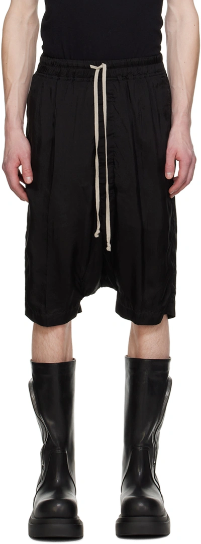 Rick Owens Black Pods Shorts In 09 Black