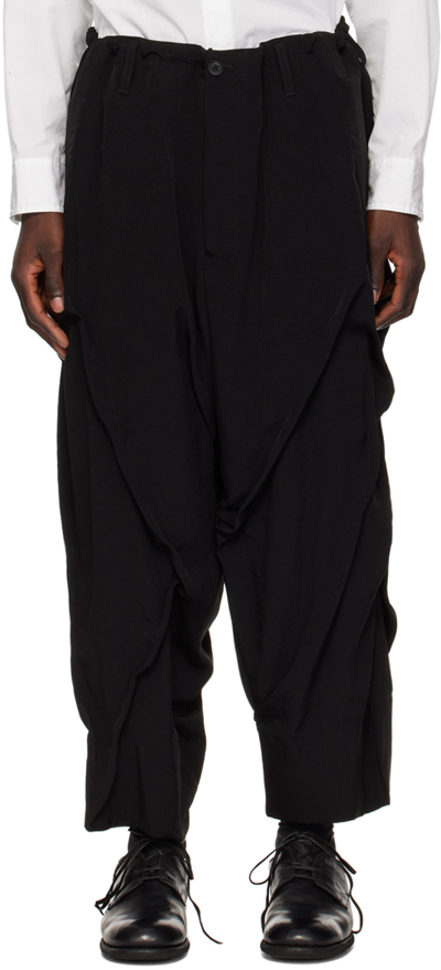 Yohji Yamamoto Black Gathered Trousers In 1 Black