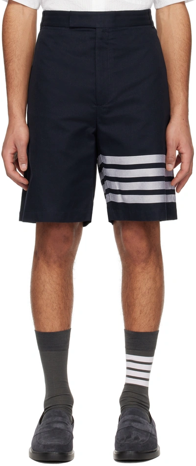 Thom Browne Navy 4-bar Shorts In Blue