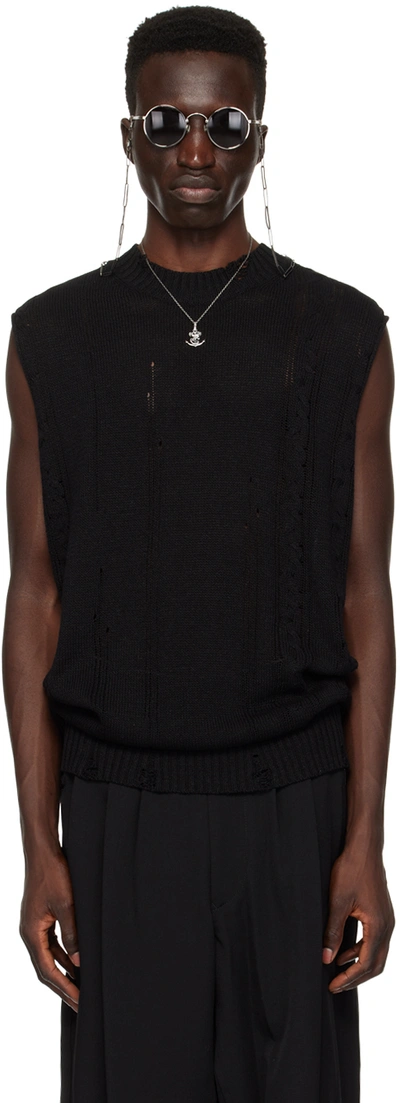 Yohji Yamamoto Black Distressed Waistcoat In 2 Black