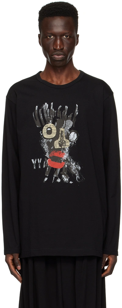 Yohji Yamamoto Black Print Long Sleeve T-shirt In 1 Black