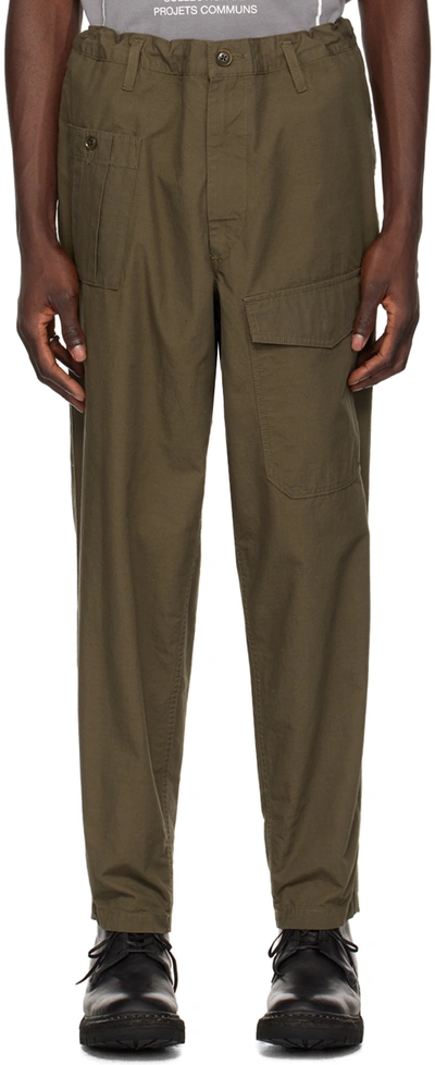 Yohji Yamamoto Khaki Drawstring Cargo Trousers In 1 Khaki