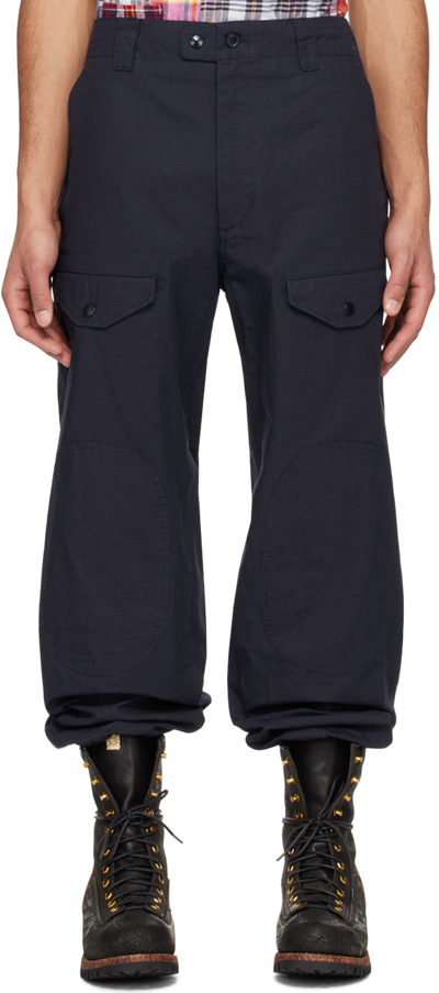 Engineered Garments Navy Drawstring Cargo Trousers In Ct114 A - Dk.navy Co
