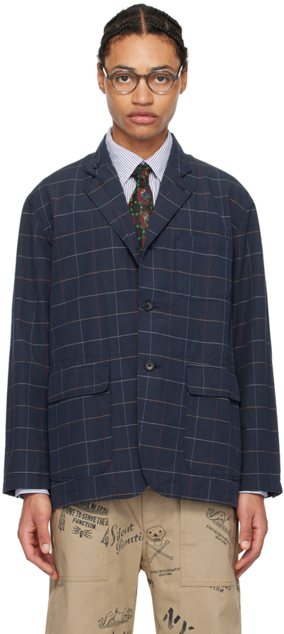 Engineered Garments Navy Check Blazer In En021 Navy Cl Window