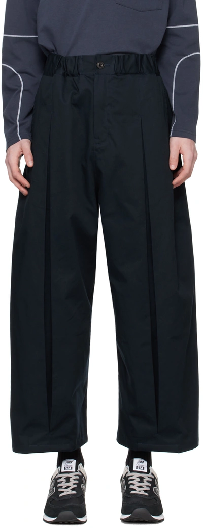 Sage Nation Navy Box Pleat Trousers