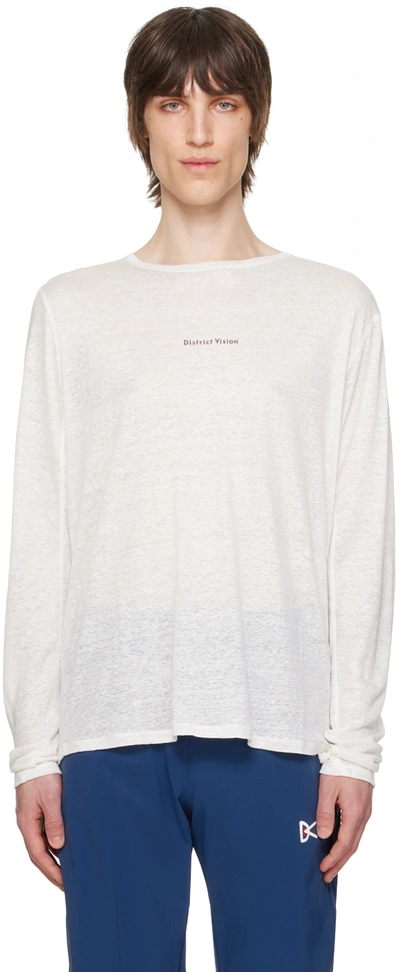 District Vision Off-white Crewneck Long Sleeve T-shirt In Natural