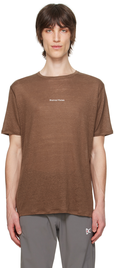 District Vision Brown Crewneck T-shirt In Cacao