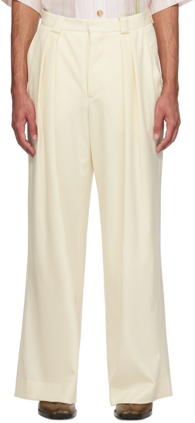 King & Tuckfield Off-white Wide-leg Trousers In Vanilla