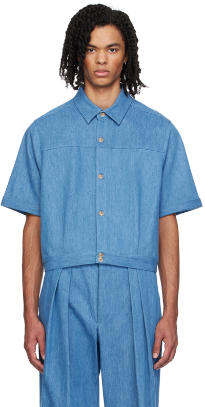 King & Tuckfield Blue 50's Denim Shirt In Washed Denim